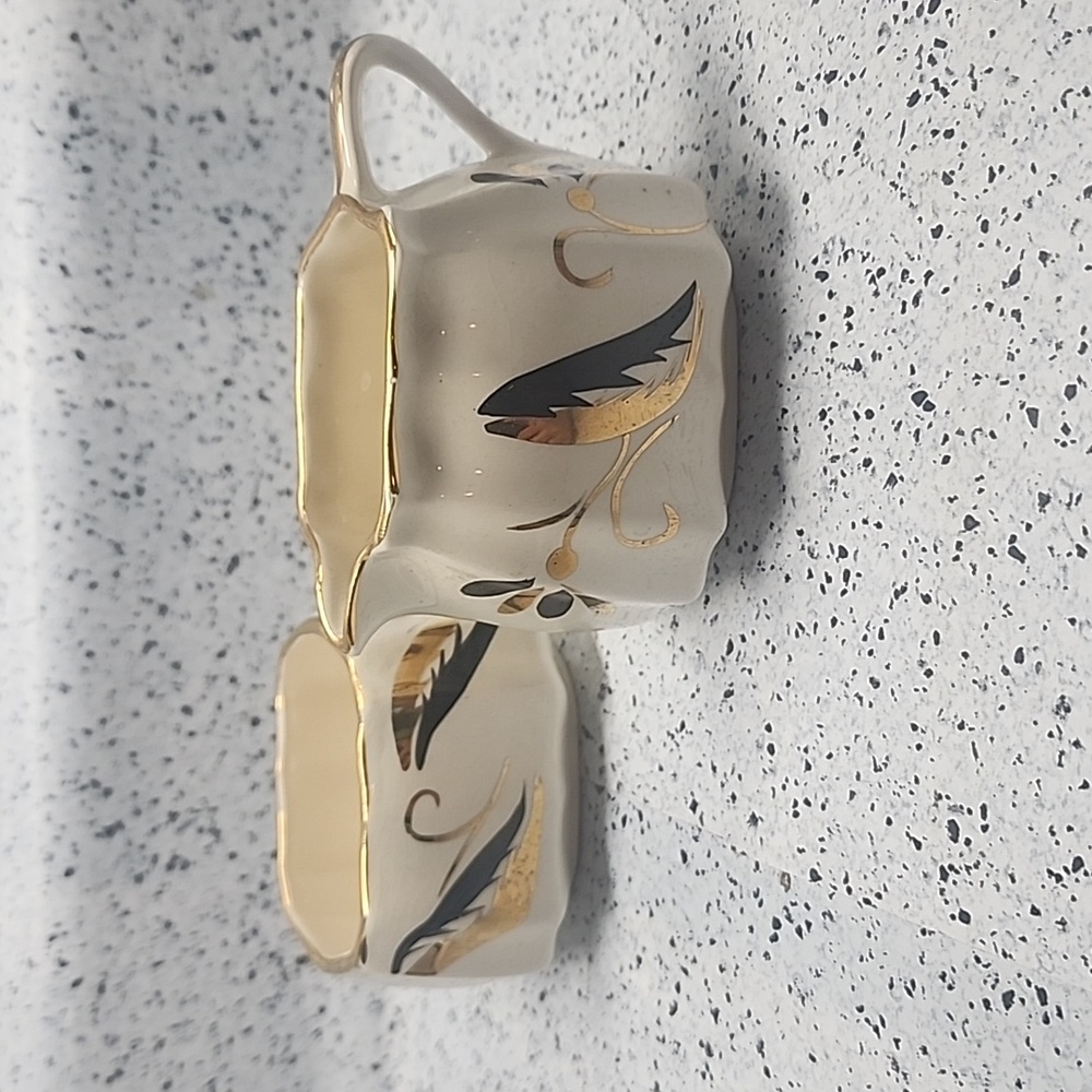 Staffordshire Sandland Ware Pottery Creamer and Sugar